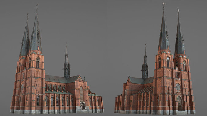 Arlanda Uppsala Cathedral Low-poly 3D model 5
