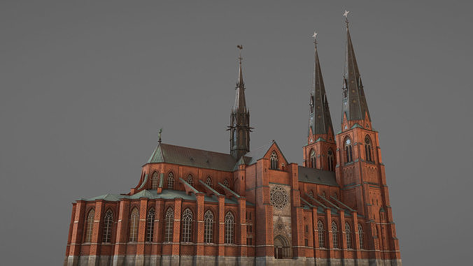 Arlanda Uppsala Cathedral Low-poly 3D model 3