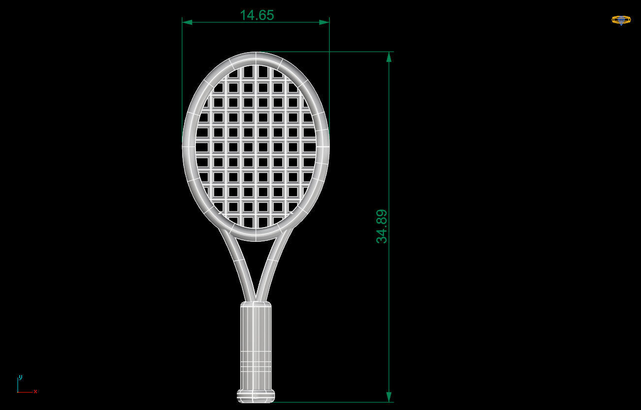 tennis racket necklace 3D print model_2