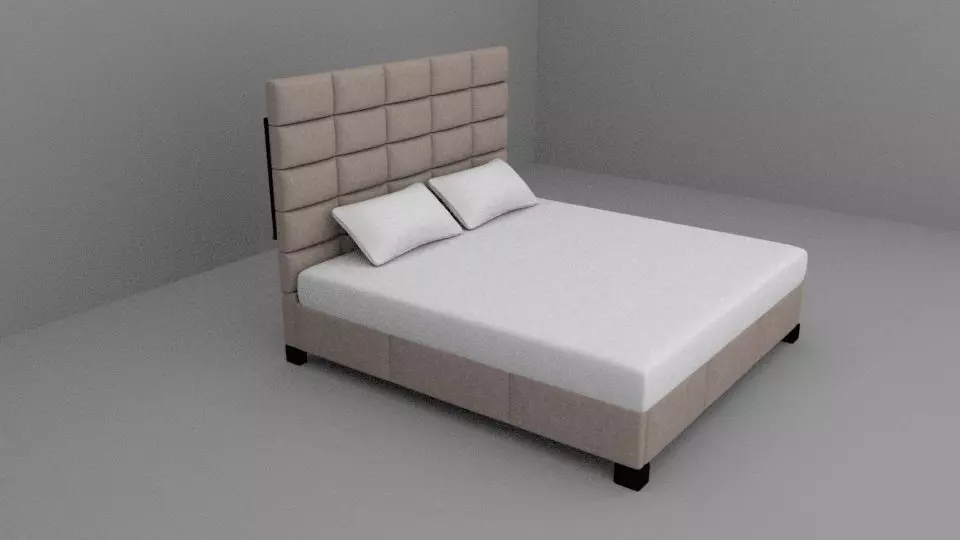 Bed and Pillow 3D model_0