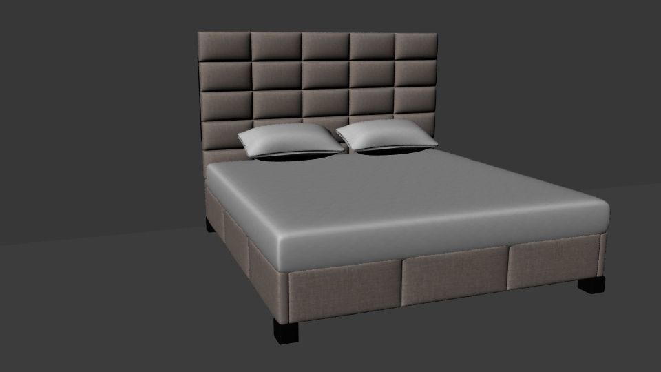 Bed and Pillow 3D model_4