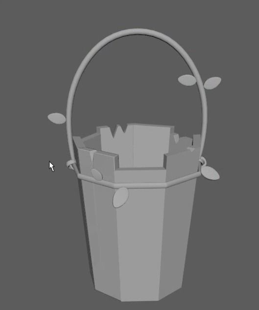 Wooden bucket 3D model_4