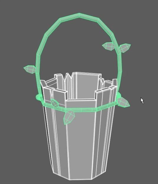 Wooden bucket 3D model_1