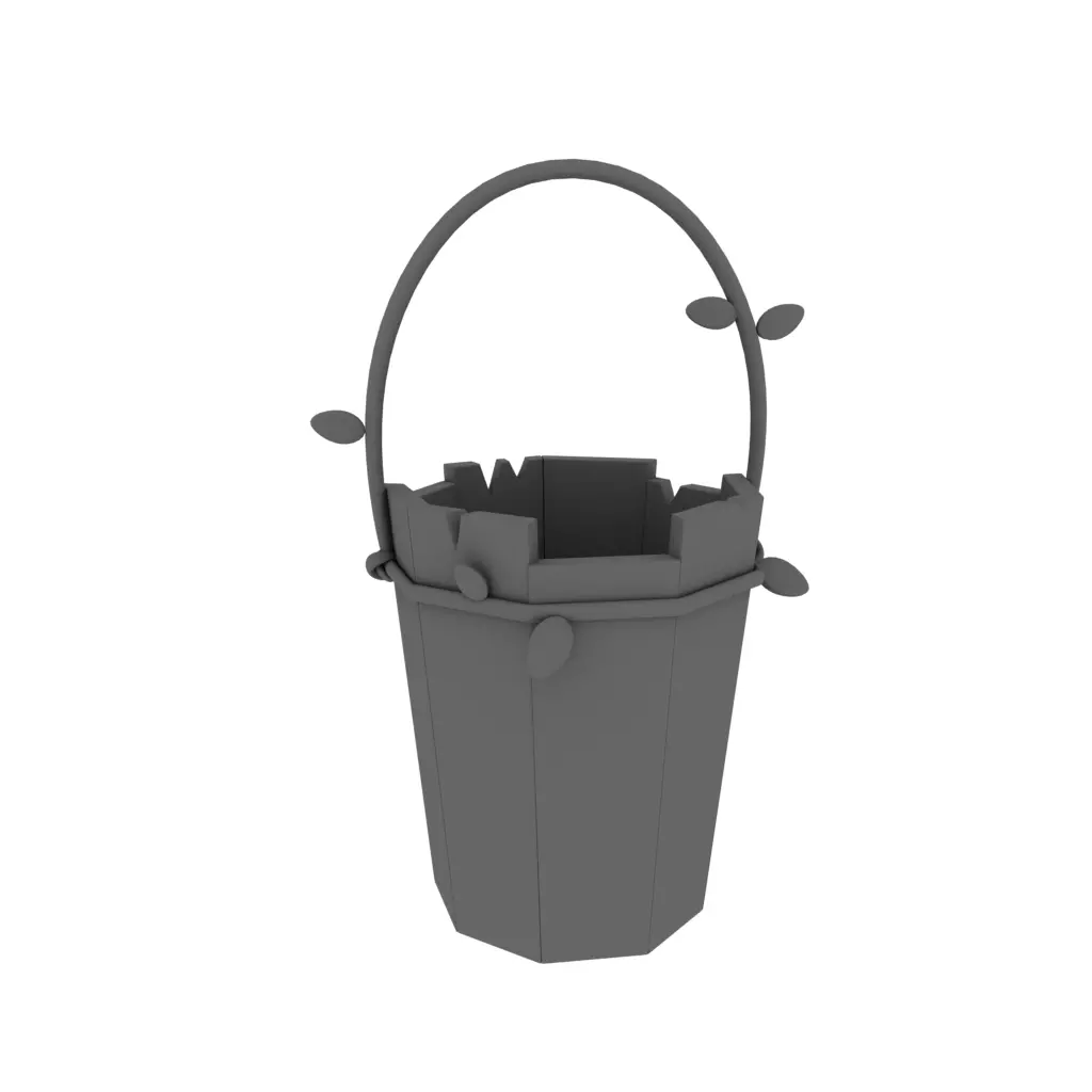 Wooden bucket 3D model_0