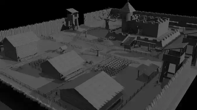 Medieval town 3D model