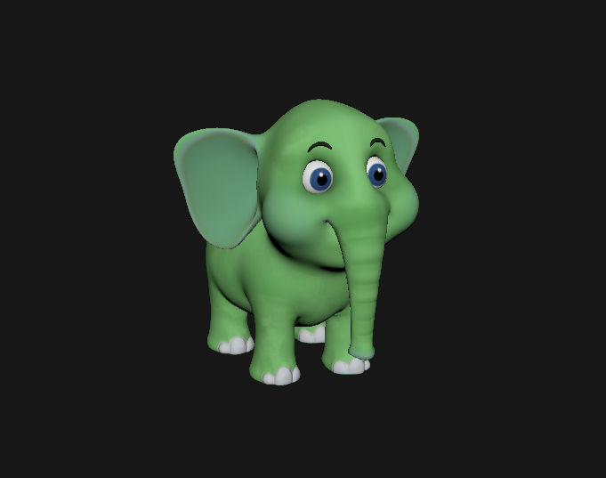 3D Elephant Cute Cartoon 3D Model with Animations Low-poly 3D model_12