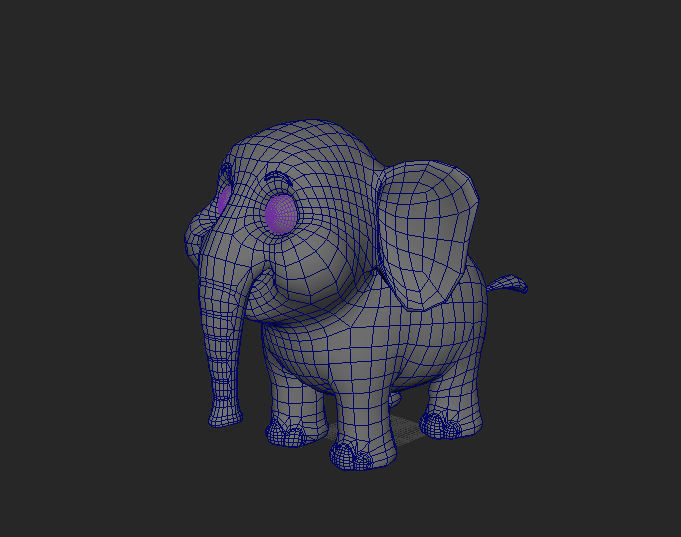 3D Elephant Cute Cartoon 3D Model with Animations Low-poly 3D model_4