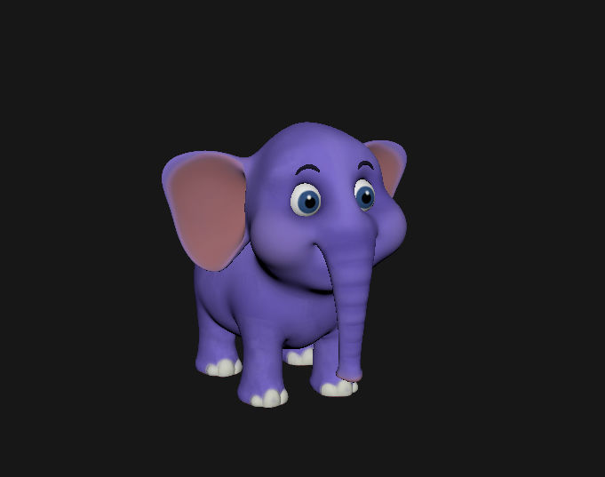 3D Elephant Cute Cartoon 3D Model with Animations Low-poly 3D model_10
