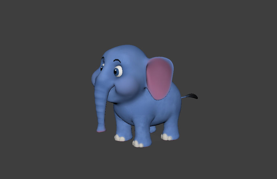 3D Elephant Cute Cartoon 3D Model with Animations Low-poly 3D model_2