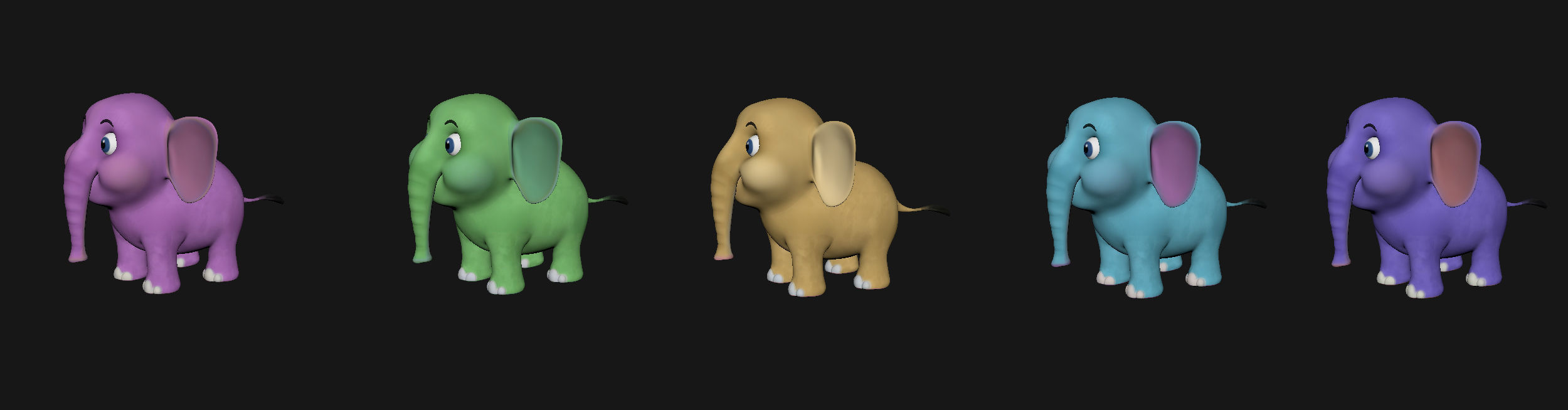 3D Elephant Cute Cartoon 3D Model with Animations Low-poly 3D model_14