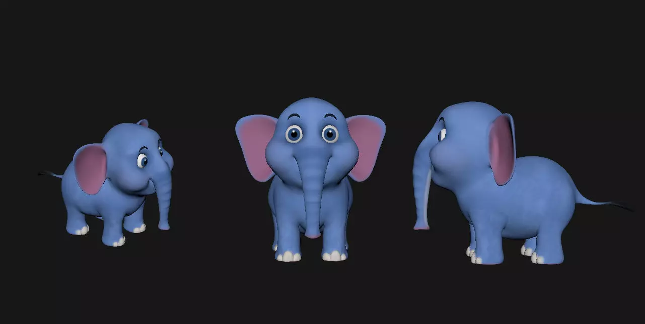 3D Elephant Cute Cartoon 3D Model with Animations Low-poly 3D model_0