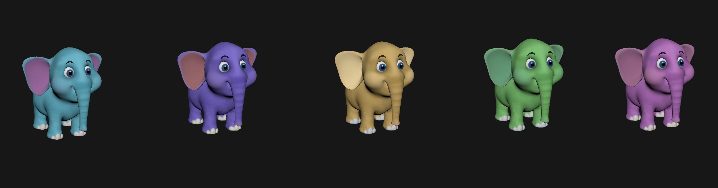 3D Elephant Cute Cartoon 3D Model with Animations Low-poly 3D model_13