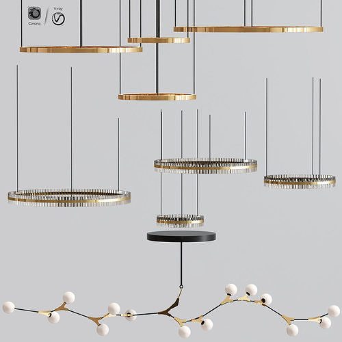 Cristallo Trihedrons Ceiling Light Collection 3D model