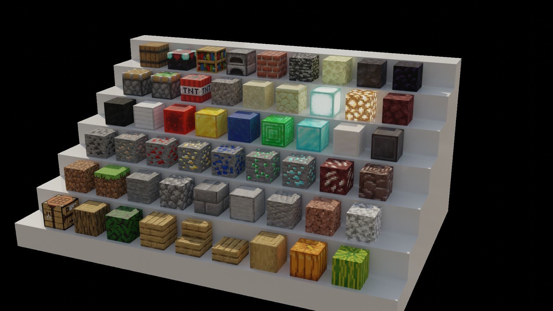 52 Minecraft Blocks Low-poly 3D model_1