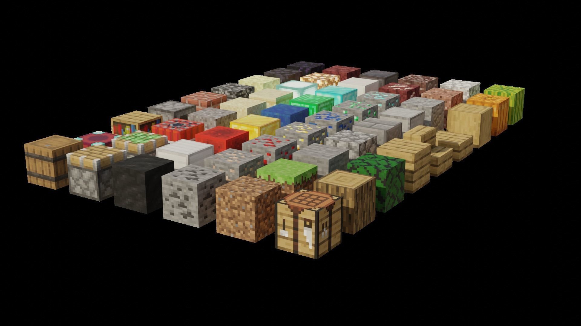52 Minecraft Blocks Low-poly 3D model_3
