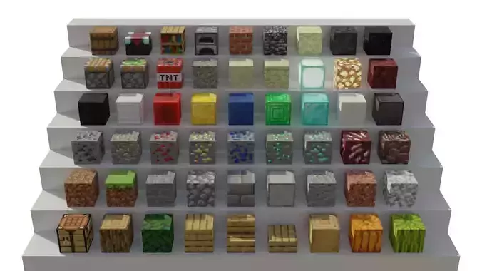 52 Minecraft Blocks Low-poly 3D model