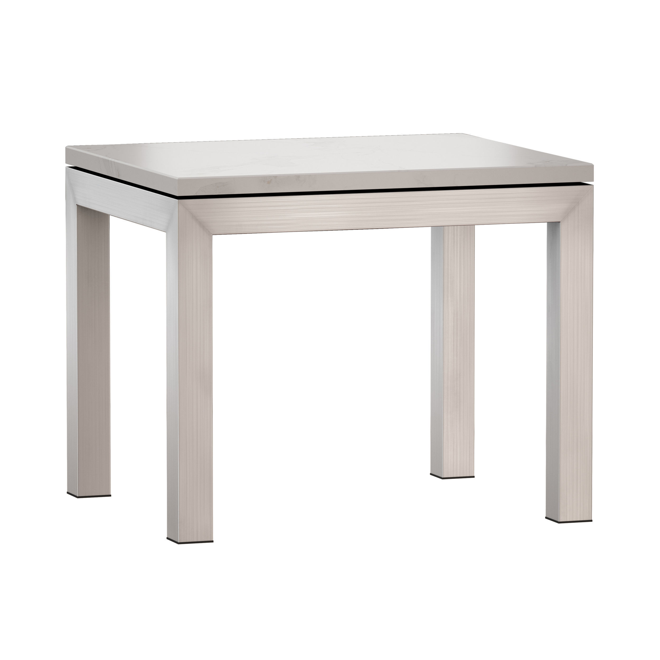 Parsons White Marble Top Stainless Steel Base End Table 3D model_1