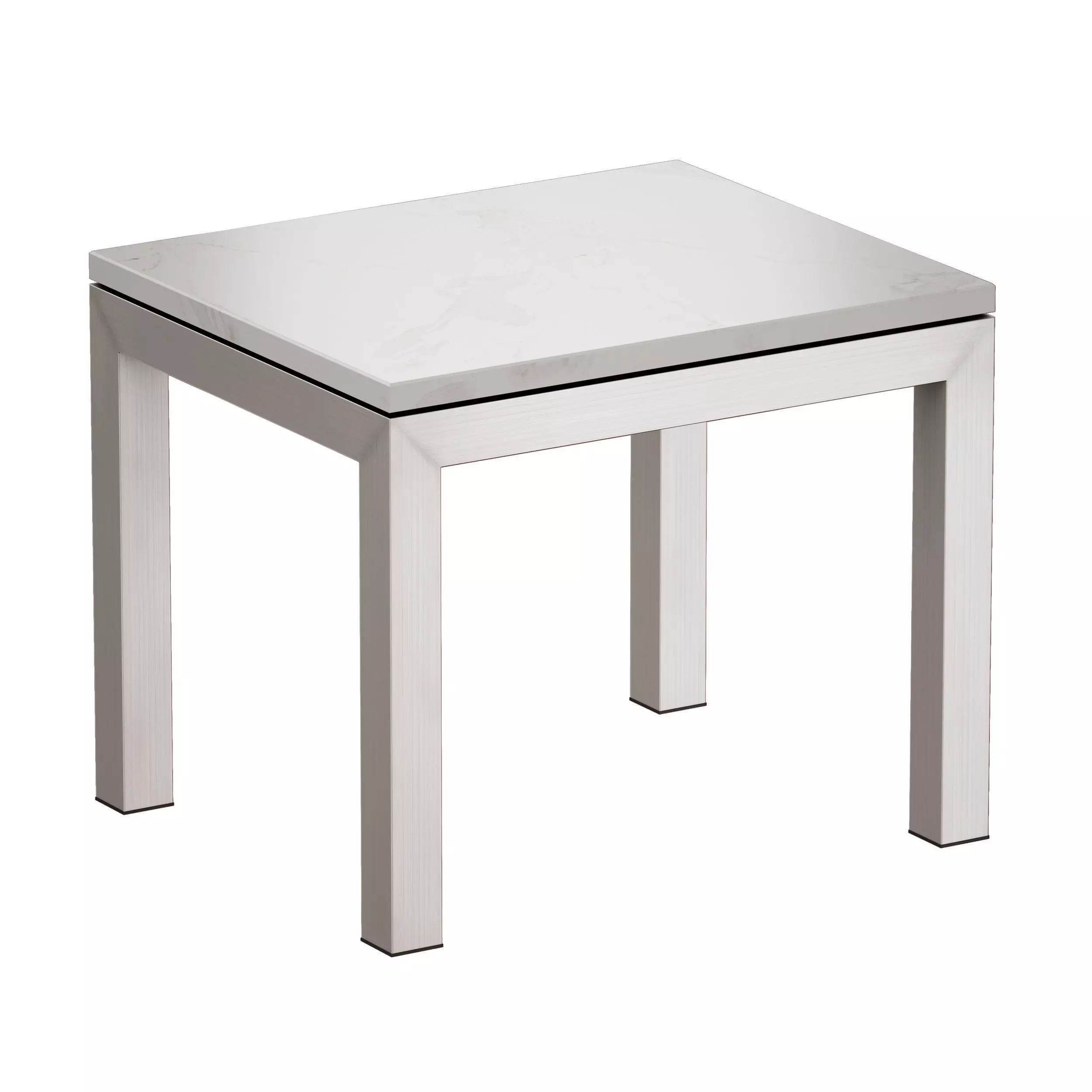 Parsons White Marble Top Stainless Steel Base End Table 3D model_0