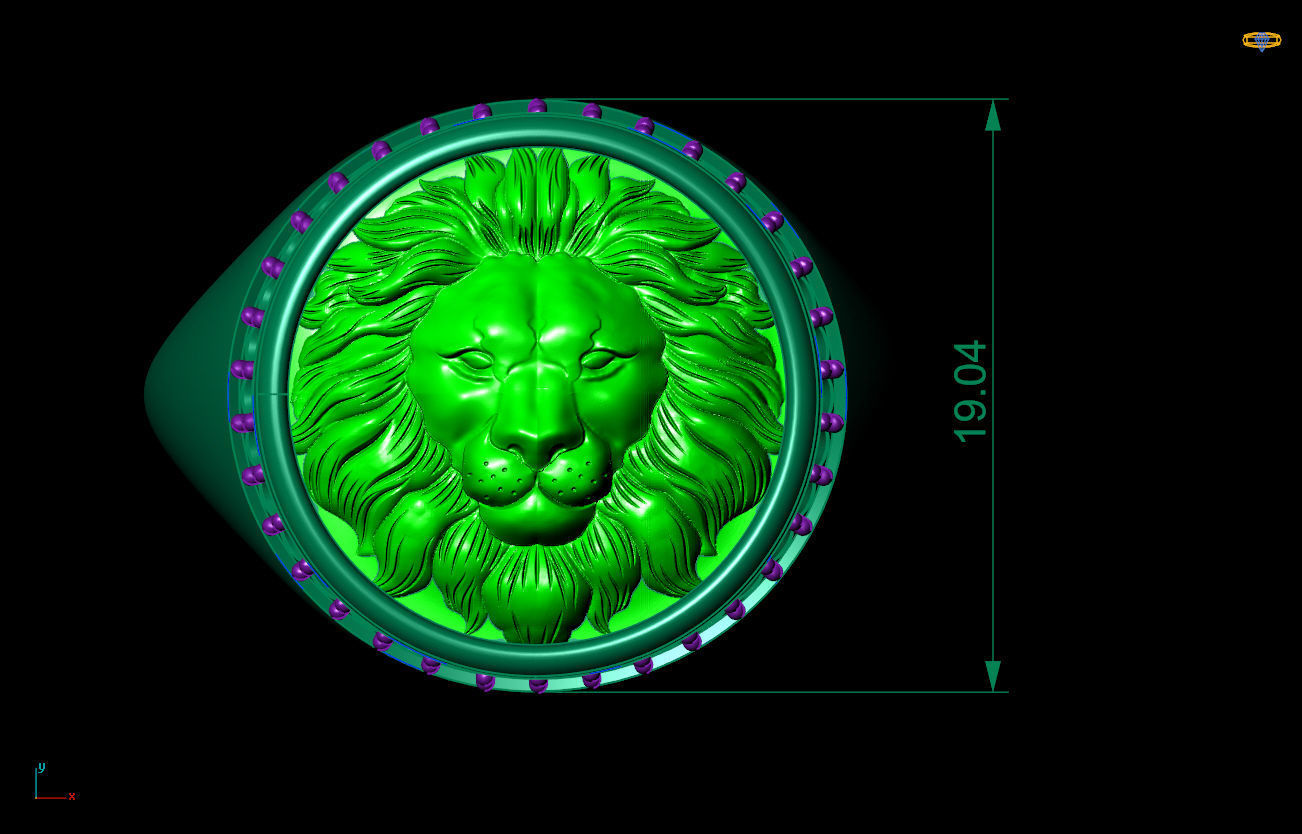 lion ring 3D print model_2