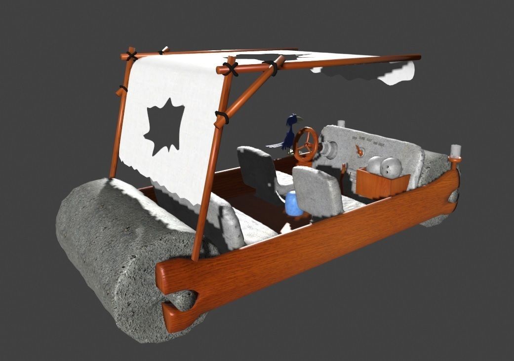 Fred Flintstones Cartoon Car Low-poly 3D model_1