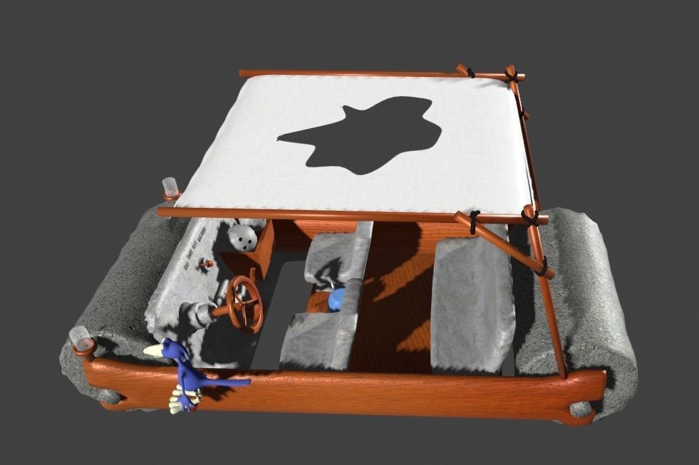 Fred Flintstones Cartoon Car Low-poly 3D model_2