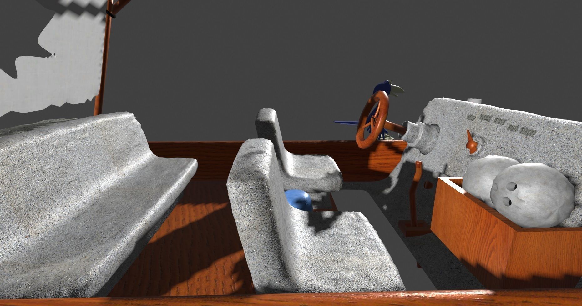 Fred Flintstones Cartoon Car Low-poly 3D model_6