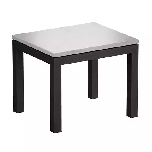 Parsons White Marble Top Dark Steel Base End Table
