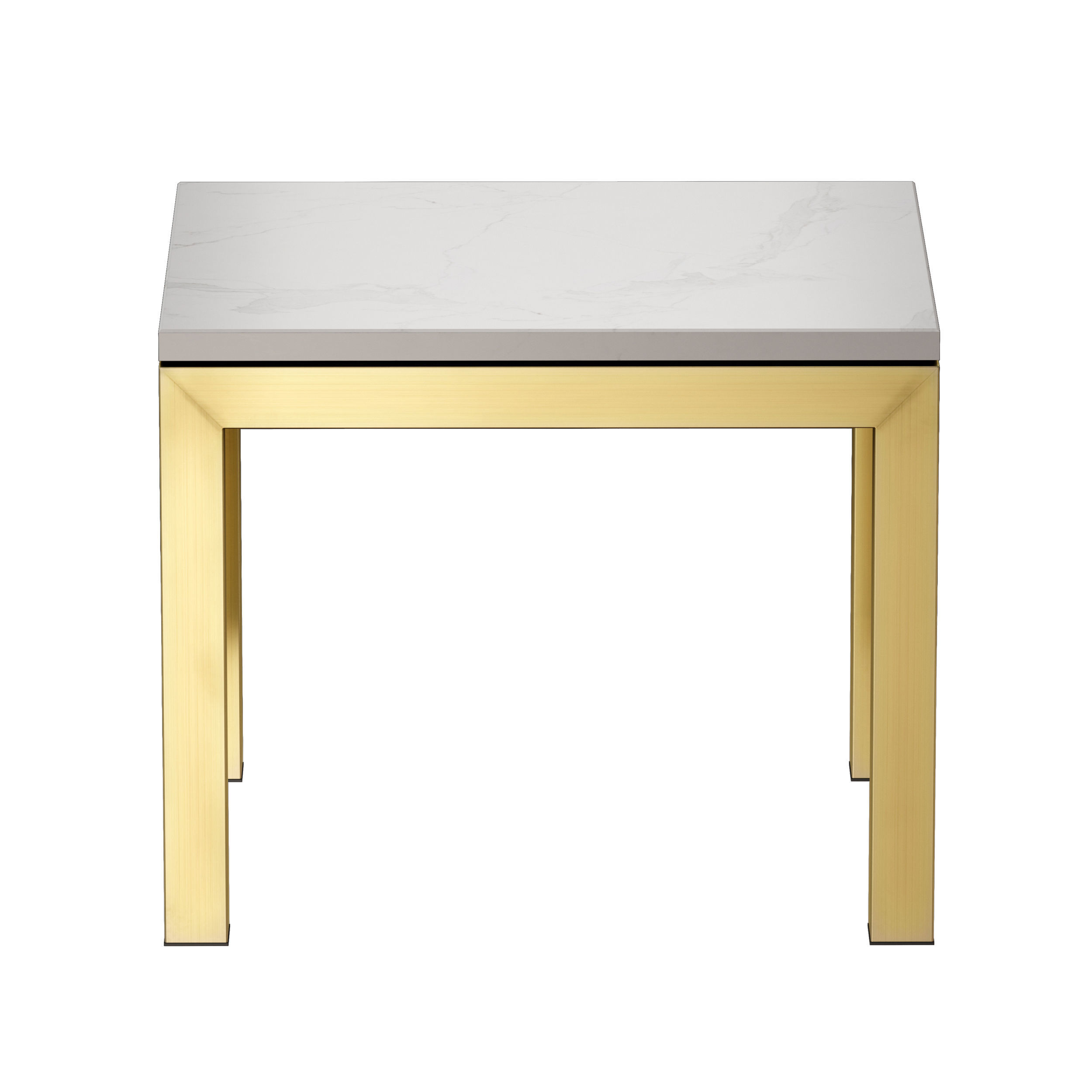 Parsons White Marble Top Brass Base End Table 3D model_2