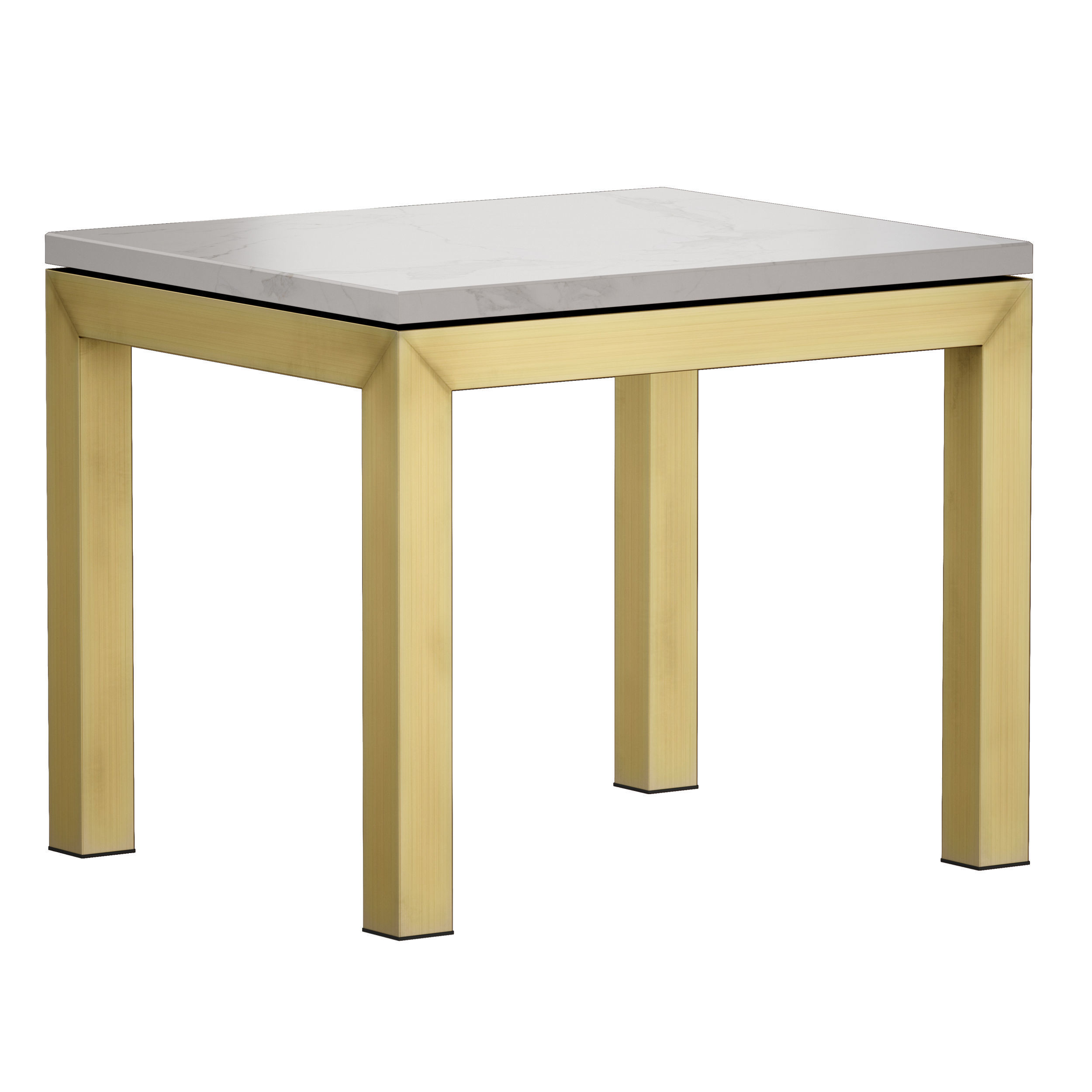Parsons White Marble Top Brass Base End Table 3D model_6