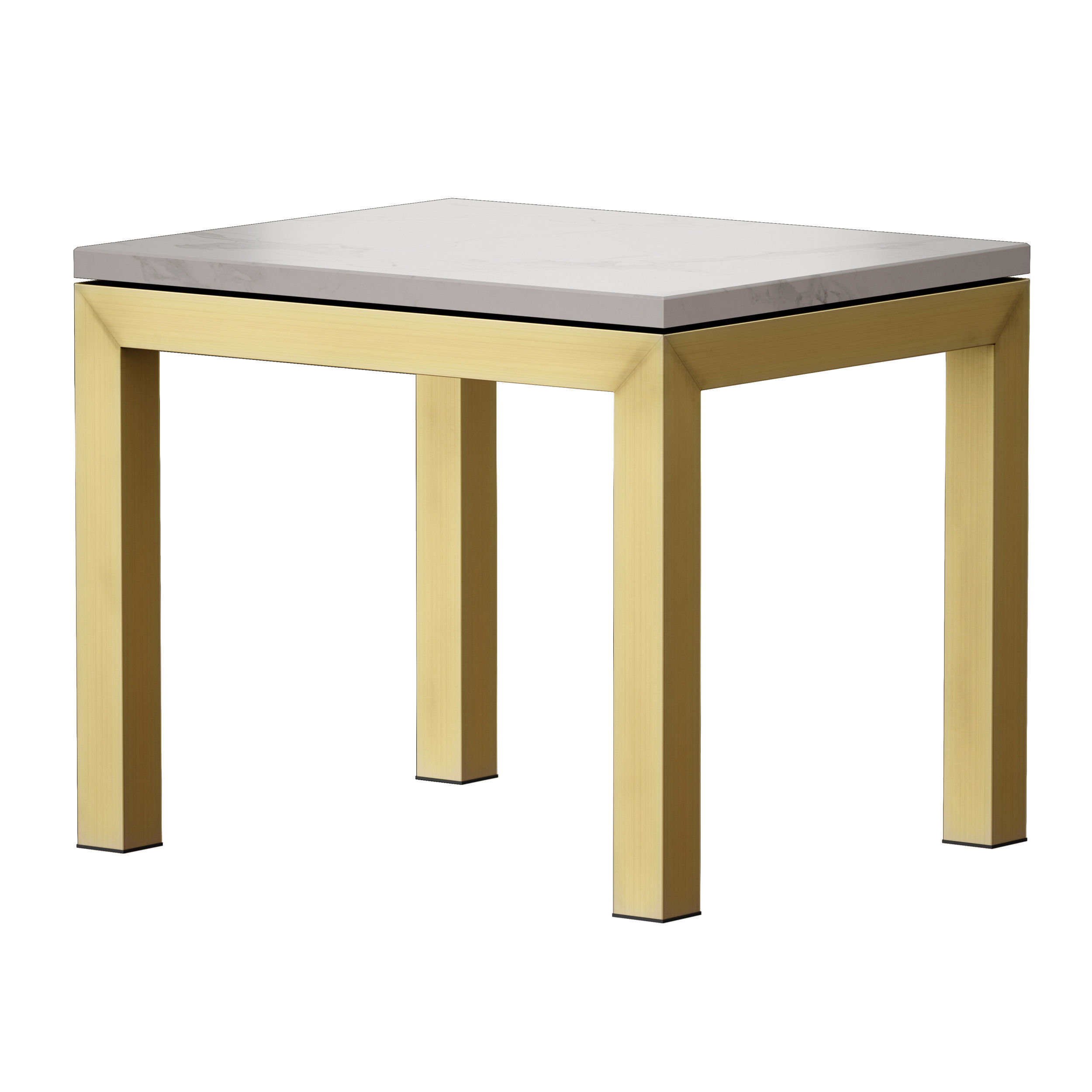 Parsons White Marble Top Brass Base End Table 3D model_7