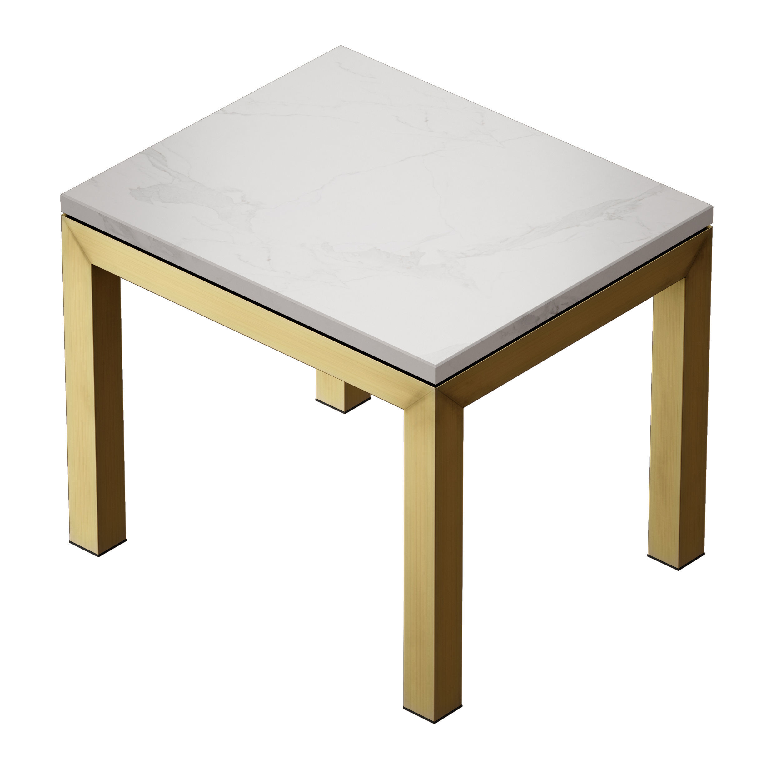 Parsons White Marble Top Brass Base End Table 3D model_4