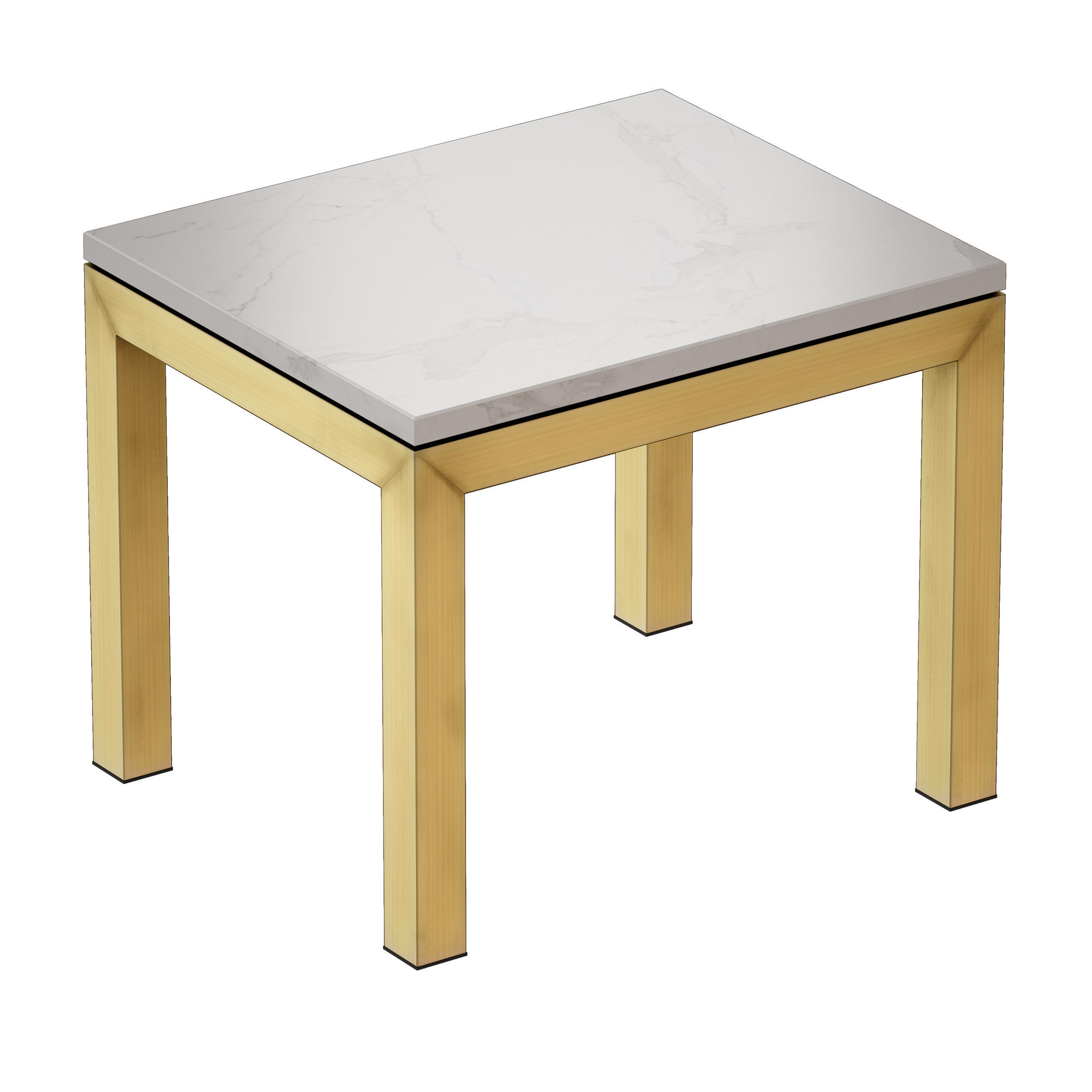 Parsons White Marble Top Brass Base End Table 3D model_5