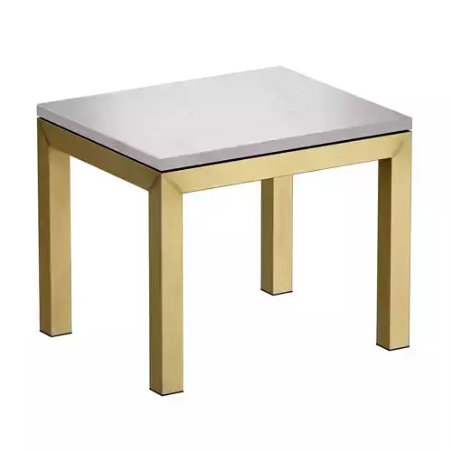 Parsons White Marble Top Brass Base End Table
