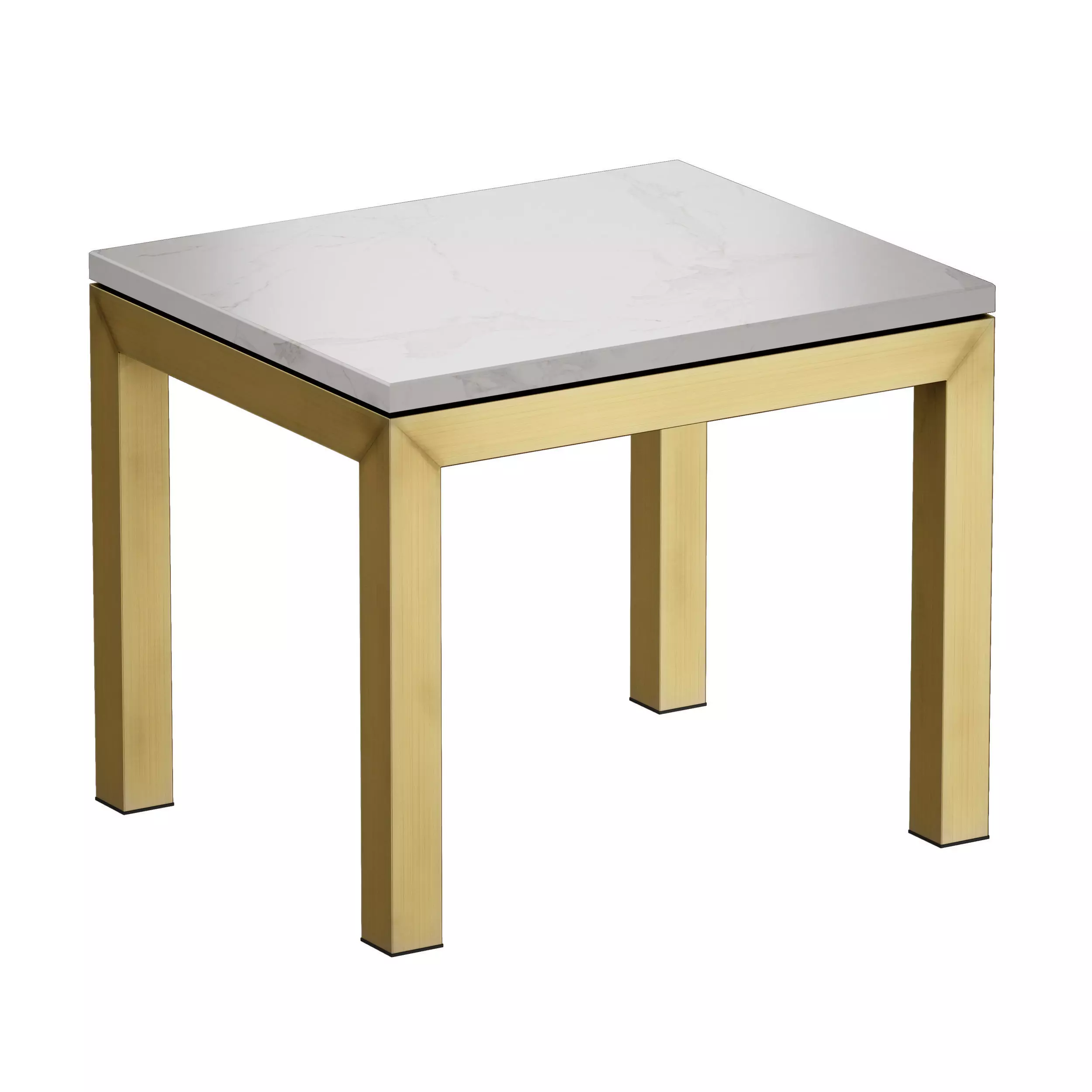 Parsons White Marble Top Brass Base End Table 3D model_0