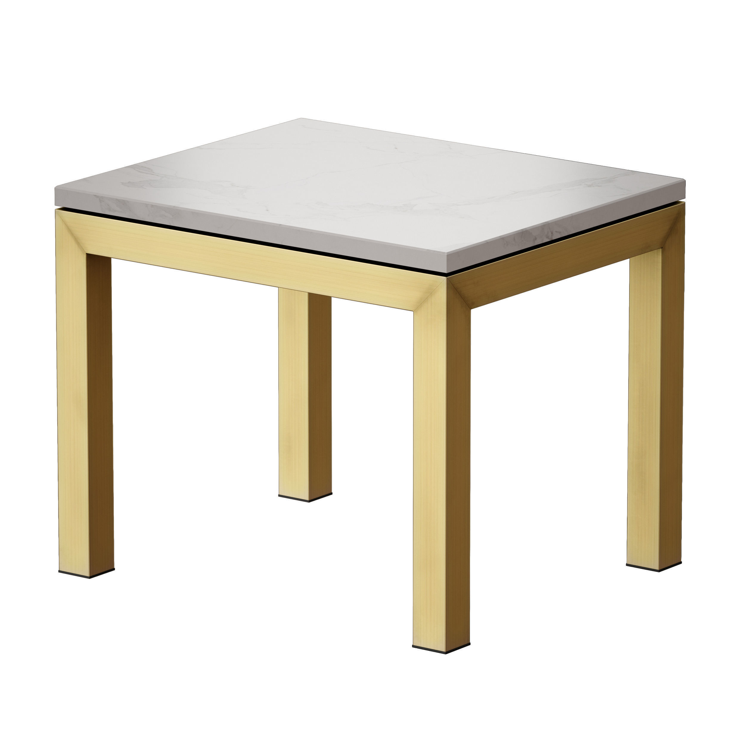 Parsons White Marble Top Brass Base End Table 3D model_3