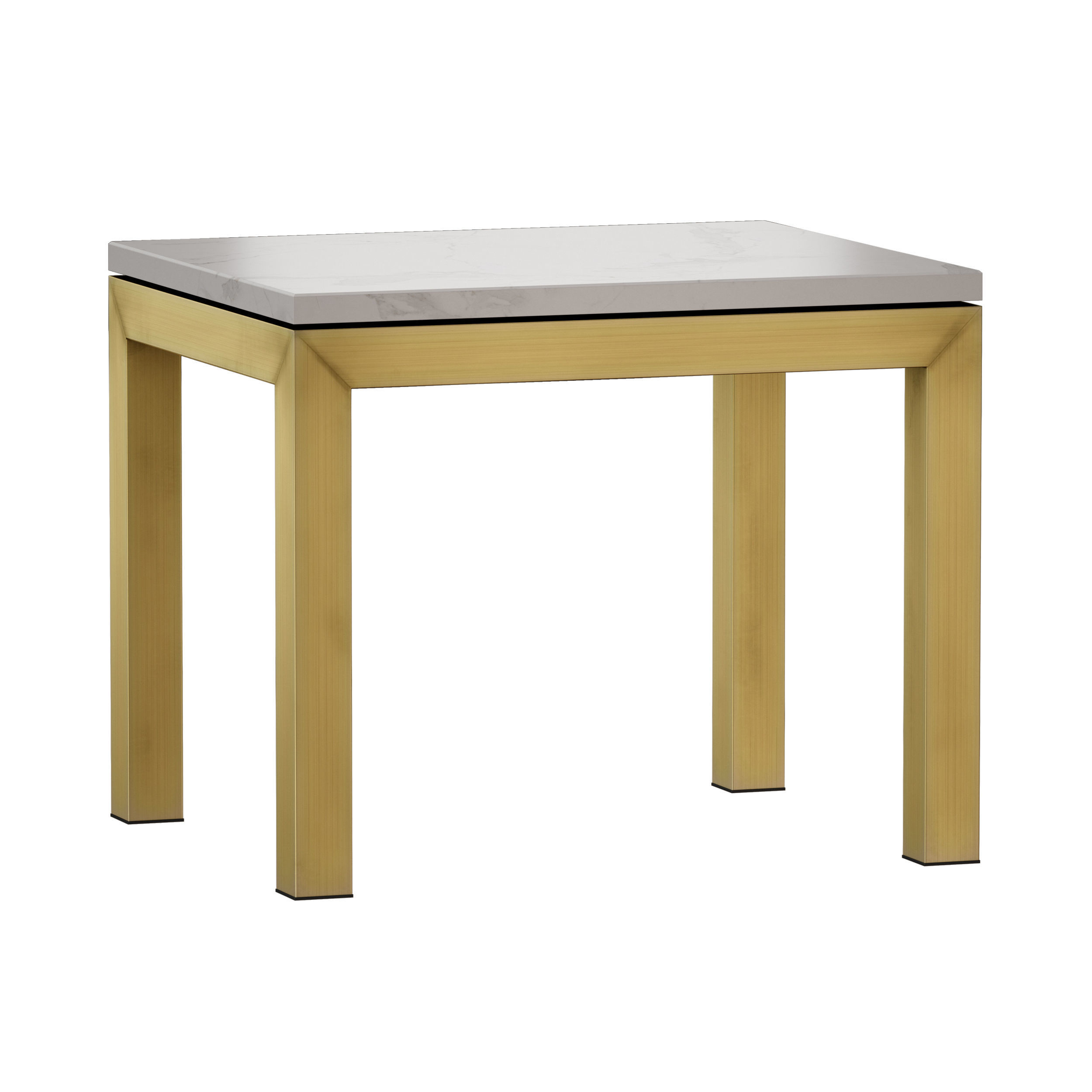 Parsons White Marble Top Brass Base End Table 3D model_1