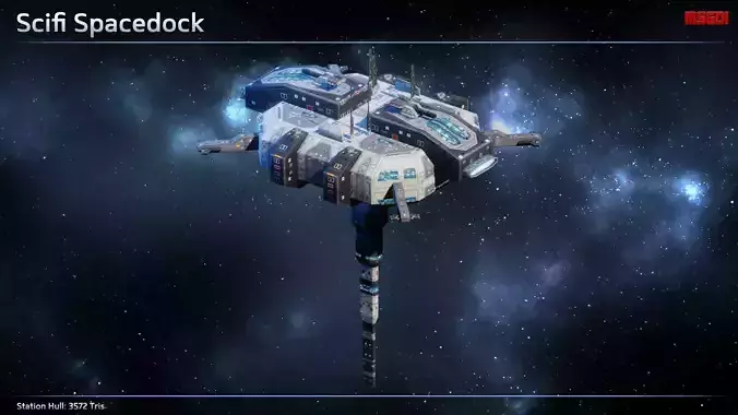 Modular Space Station Construction Kit Low-poly 3D model