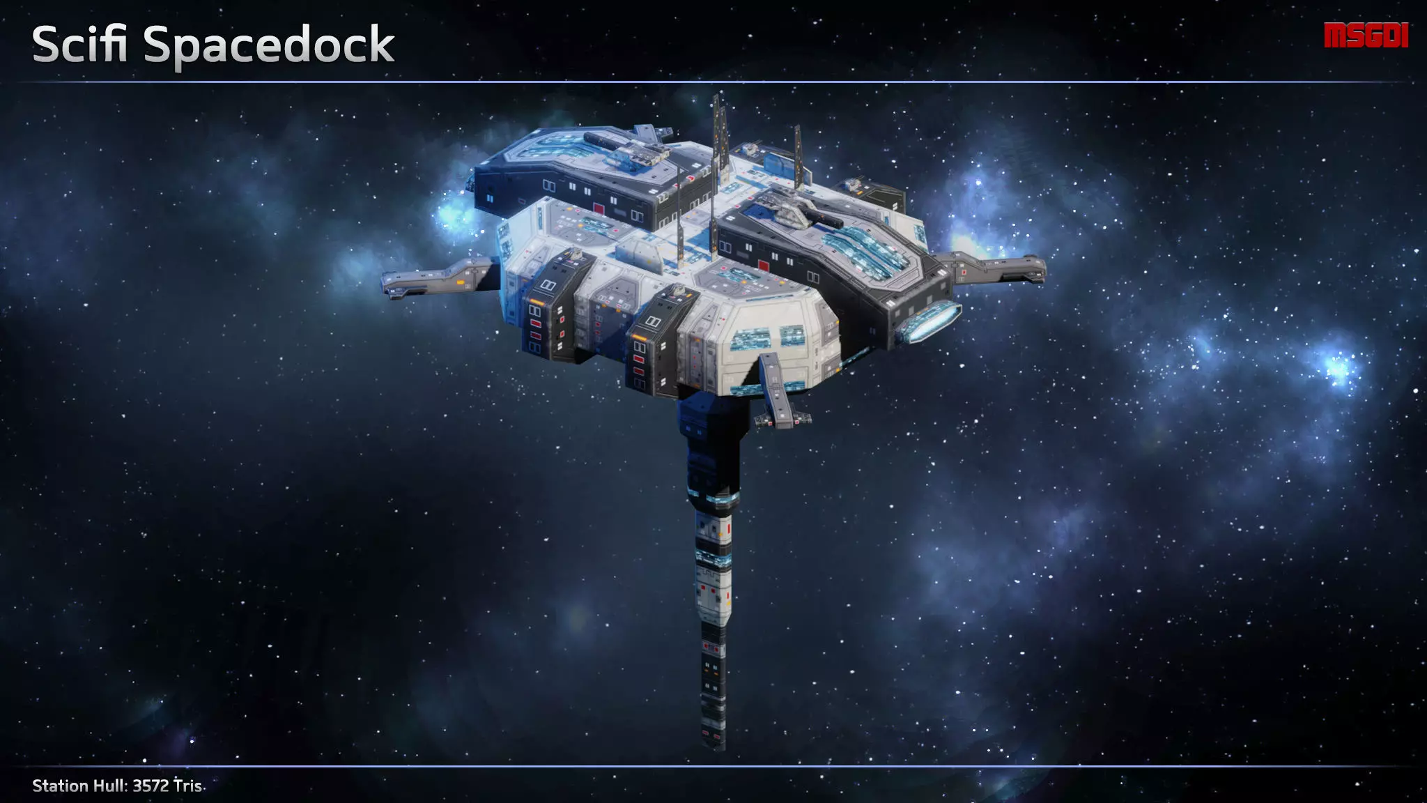 Modular Space Station Construction Kit Low-poly 3D model_0