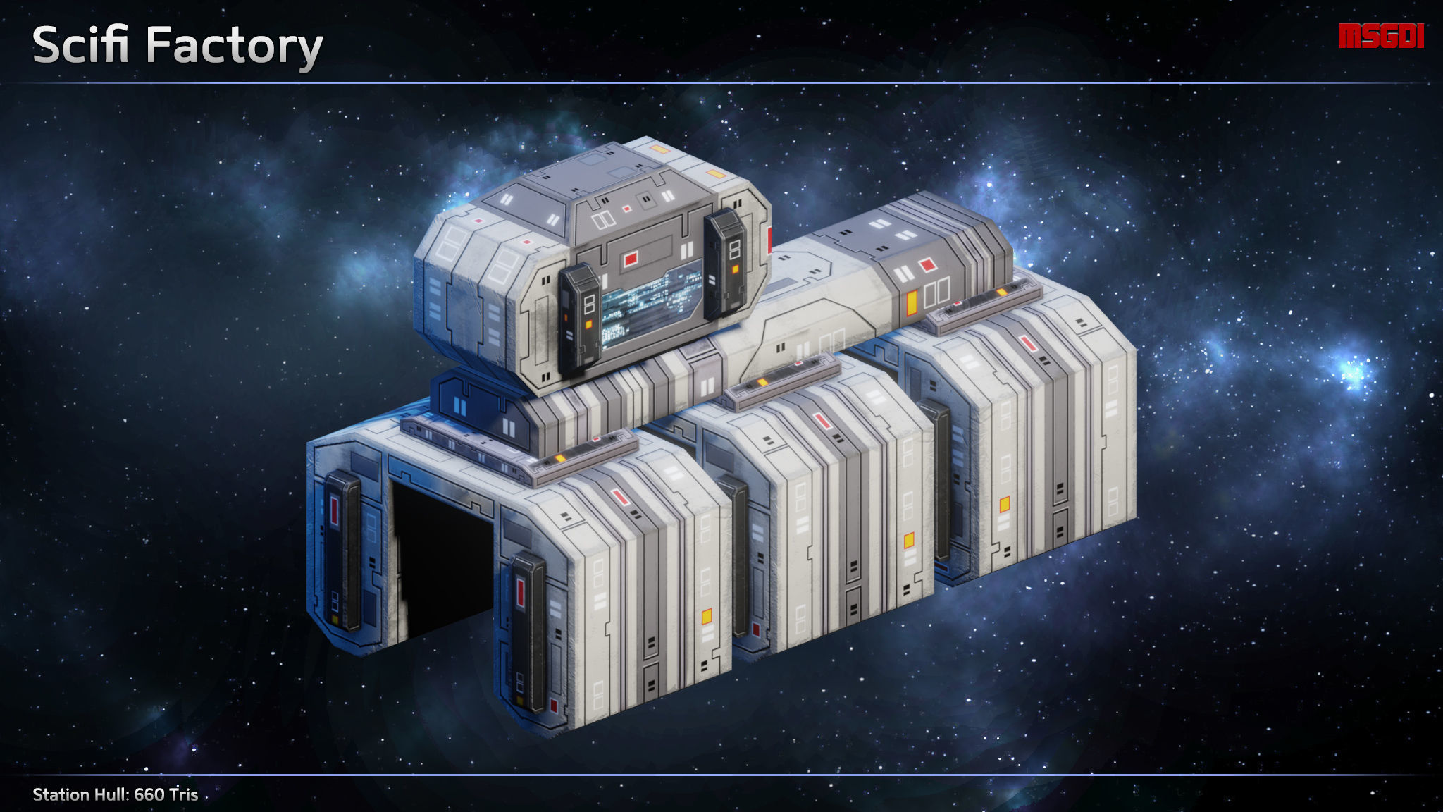 Modular Space Station Construction Kit Low-poly 3D model_4