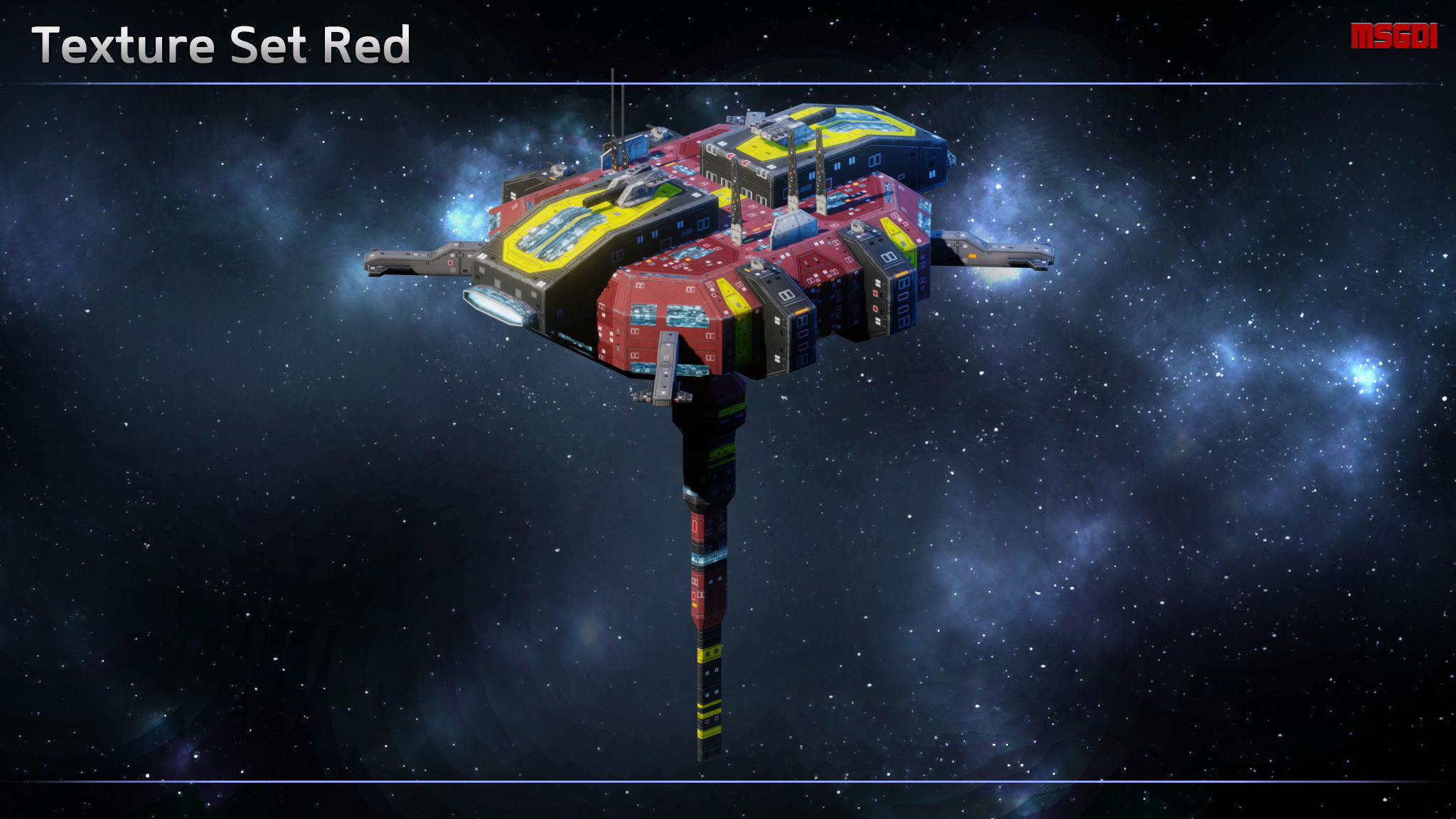 Modular Space Station Construction Kit Low-poly 3D model_10