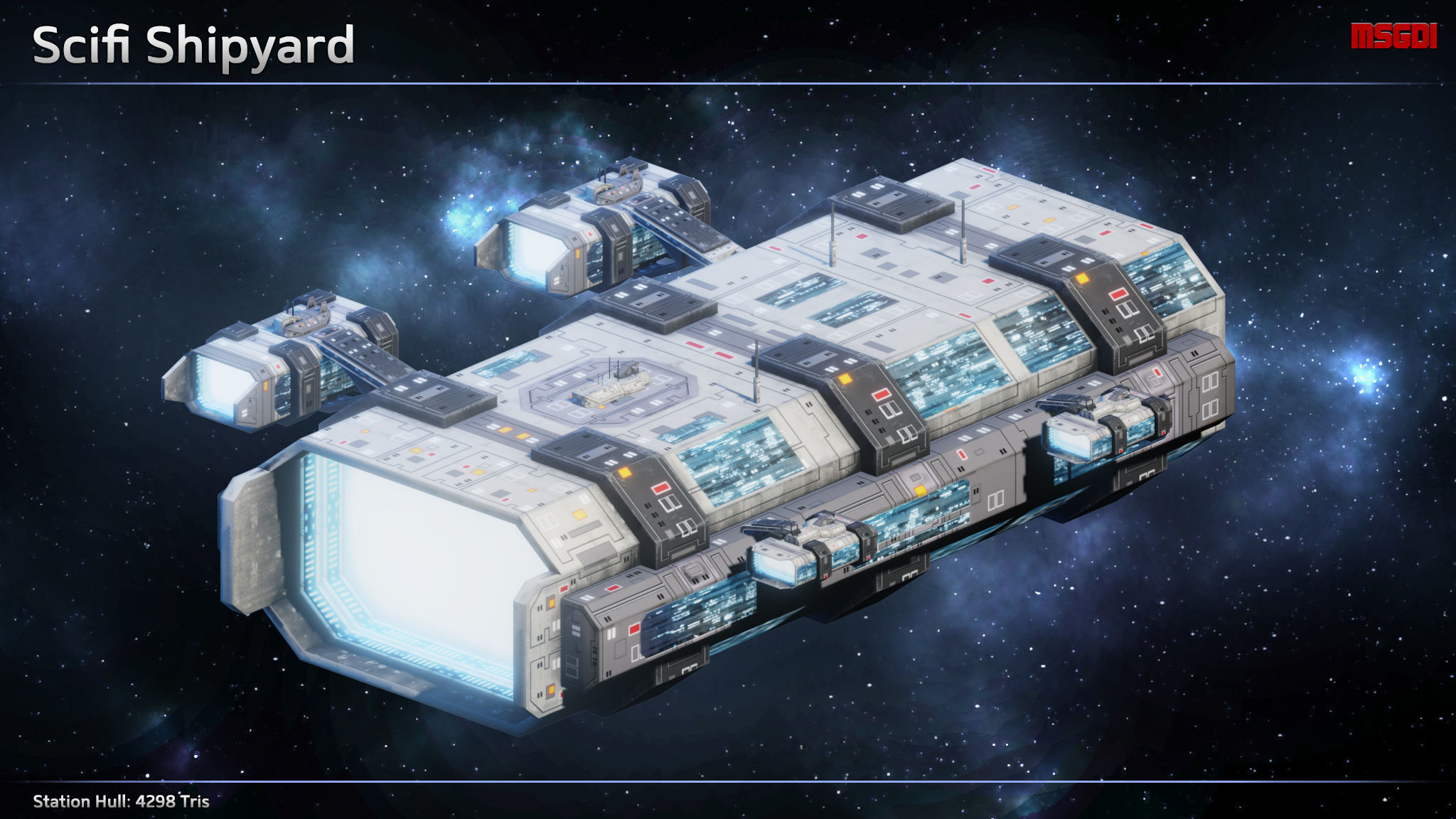 Modular Space Station Construction Kit Low-poly 3D model_2