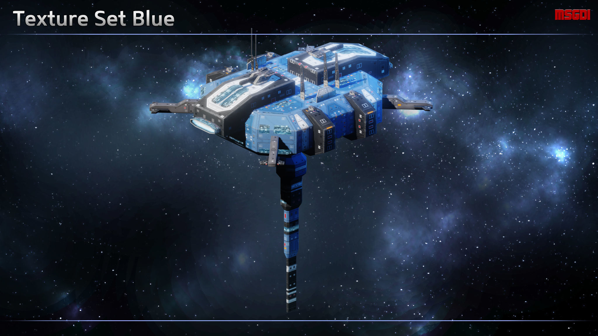 Modular Space Station Construction Kit Low-poly 3D model_7