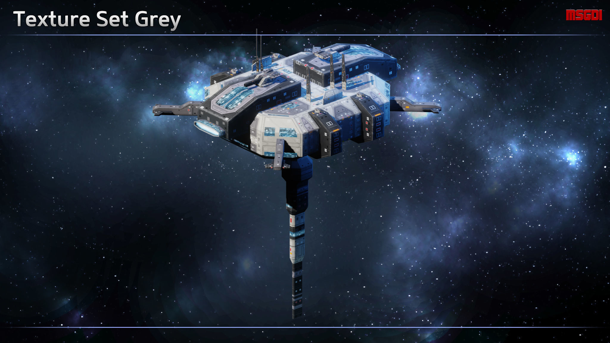 Modular Space Station Construction Kit Low-poly 3D model_9