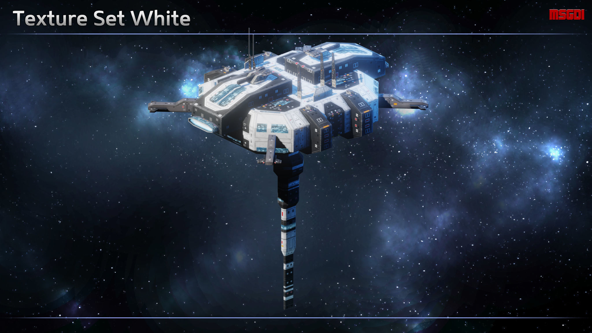 Modular Space Station Construction Kit Low-poly 3D model_11