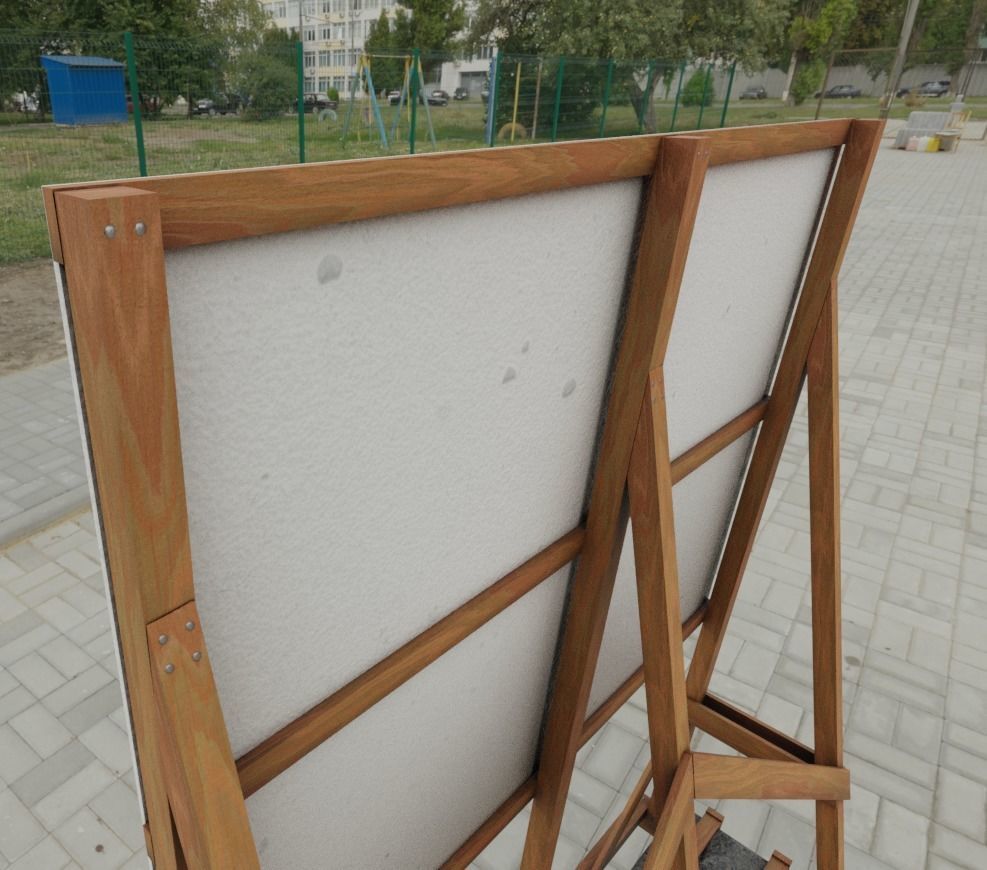 Wooden Billboard For Construction Sites 2 Low-poly 3D model_4