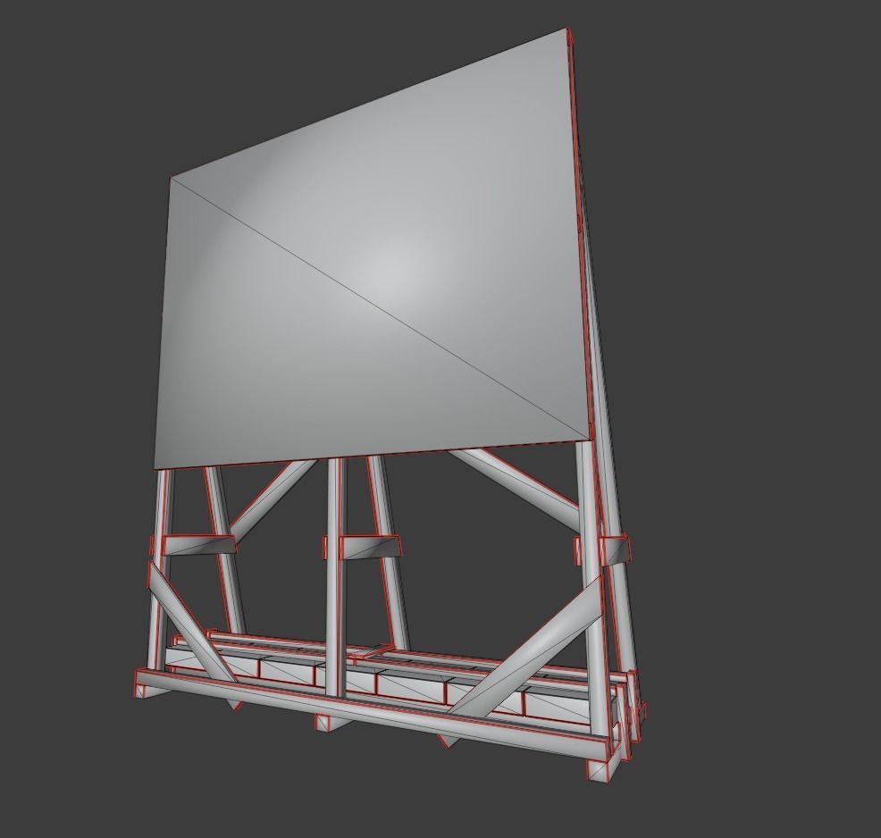 Wooden Billboard For Construction Sites 2 Low-poly 3D model_7