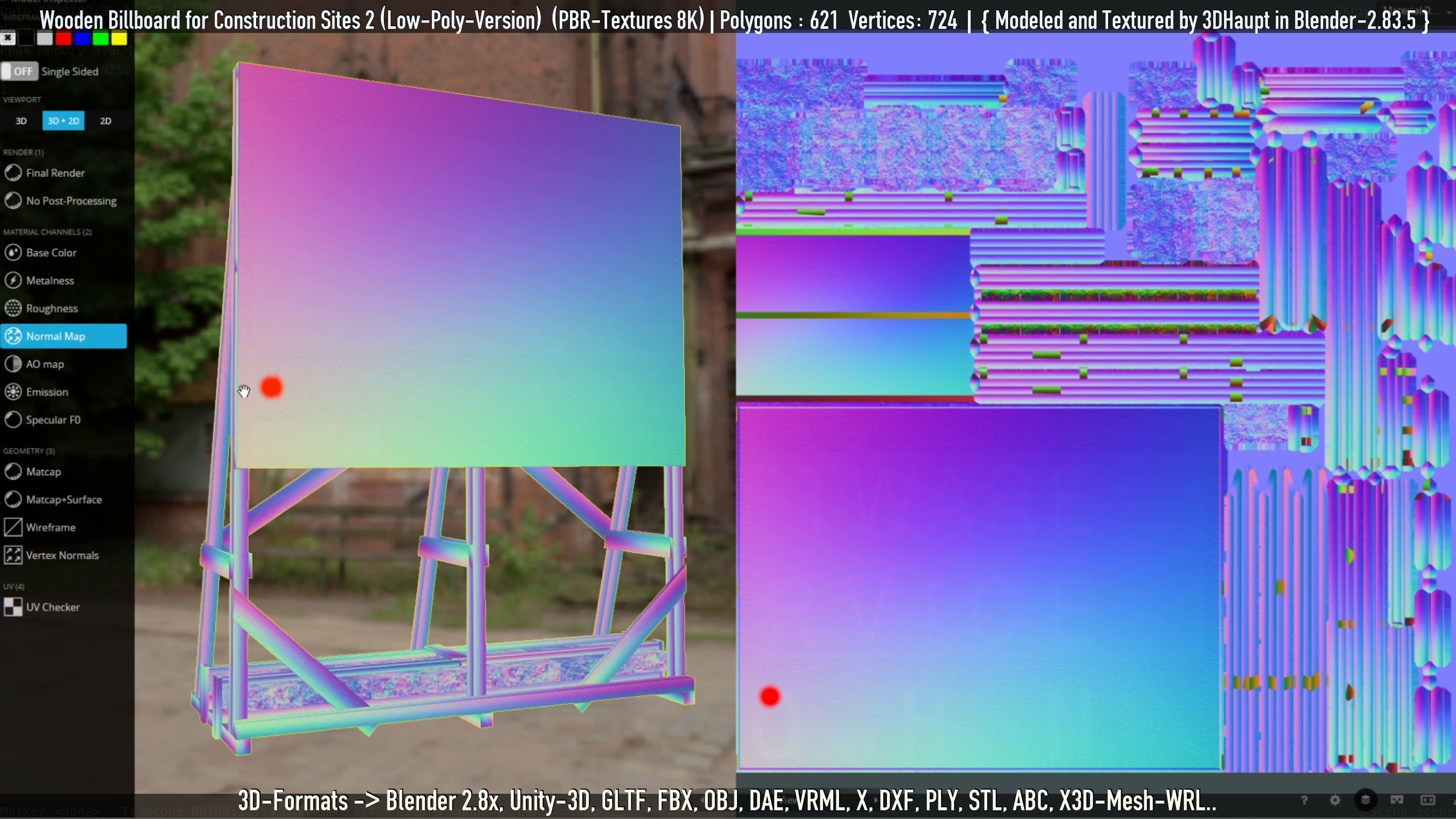 Wooden Billboard For Construction Sites 2 Low-poly 3D model_38