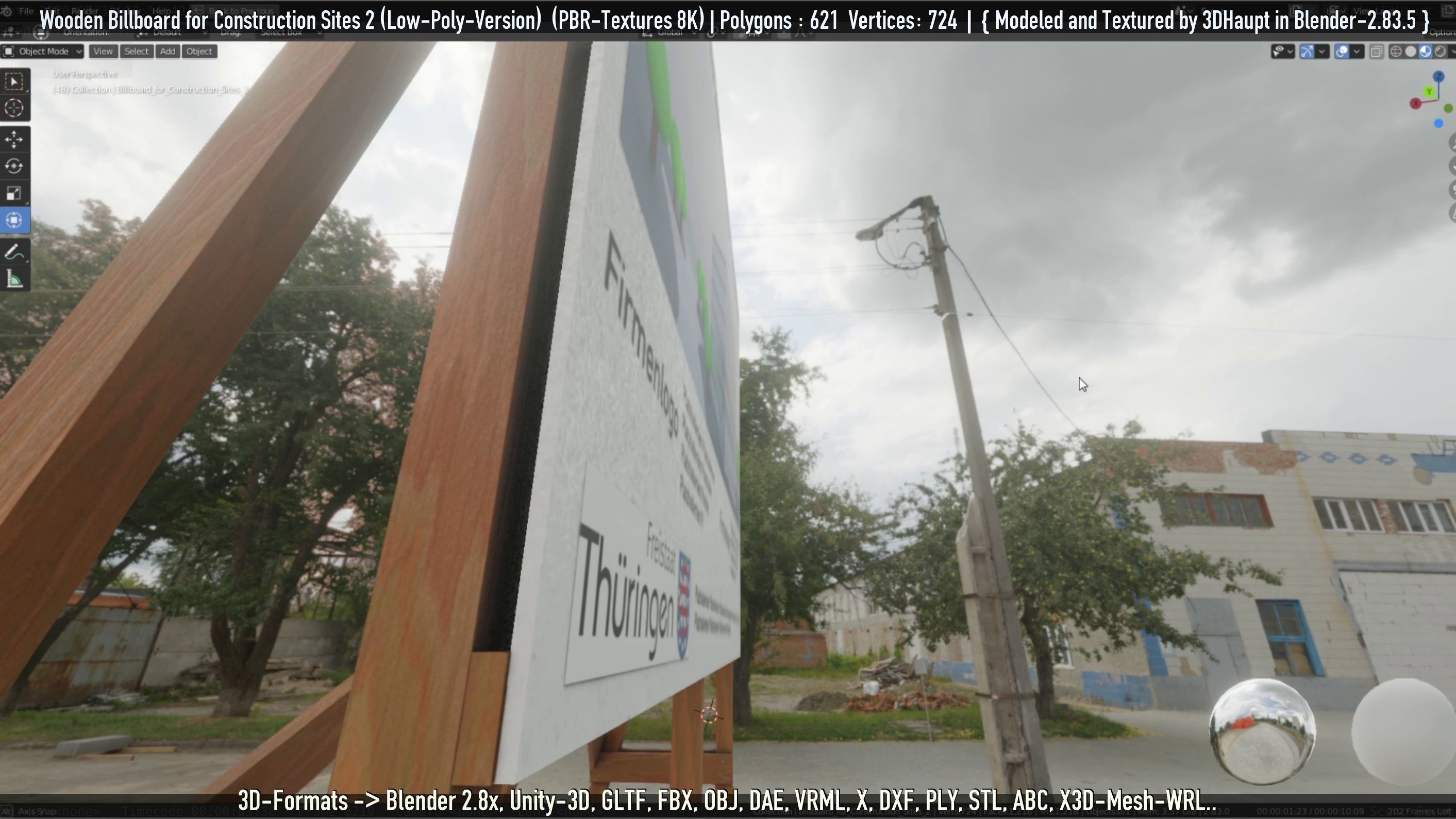 Wooden Billboard For Construction Sites 2 Low-poly 3D model_72