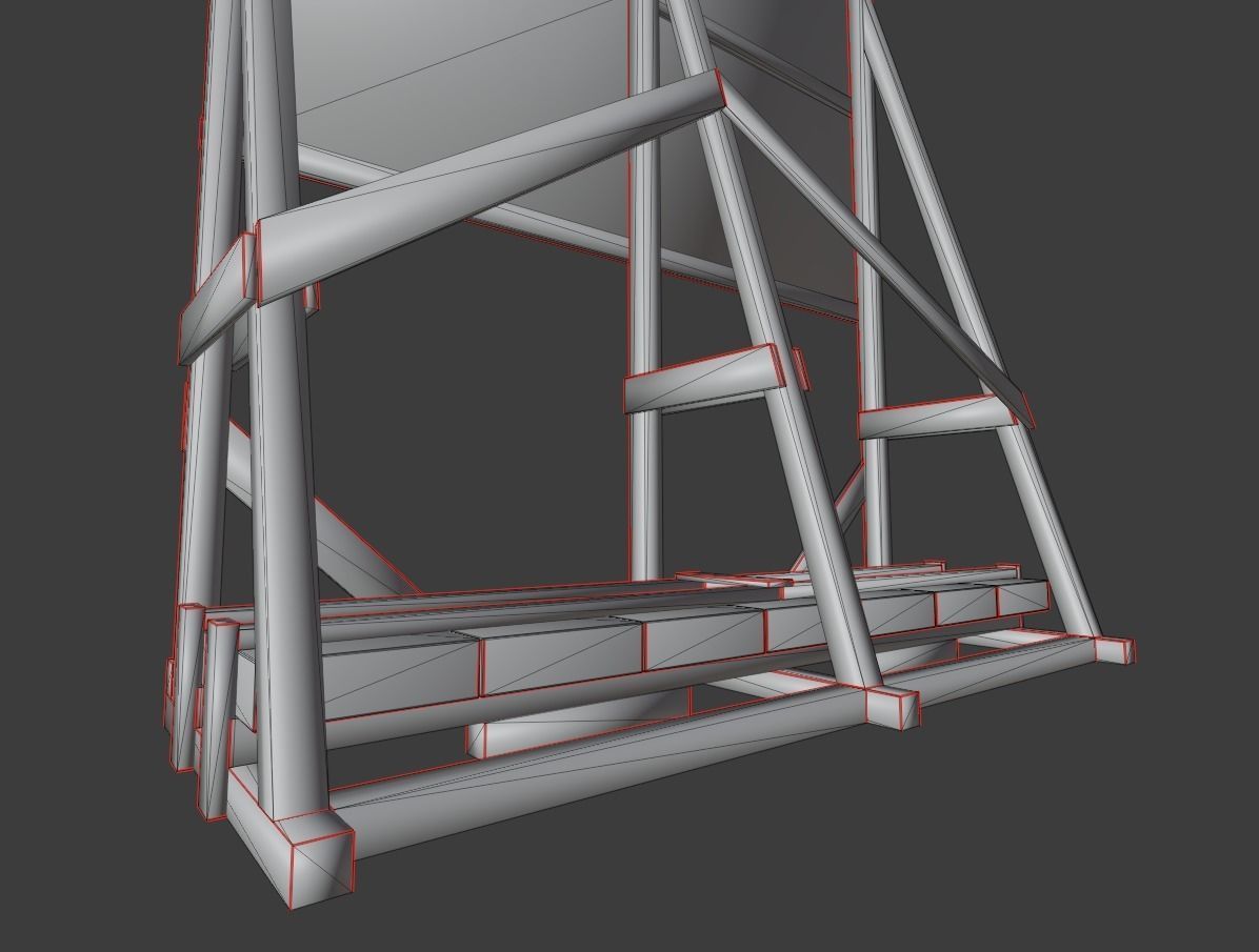 Wooden Billboard For Construction Sites 2 Low-poly 3D model_5