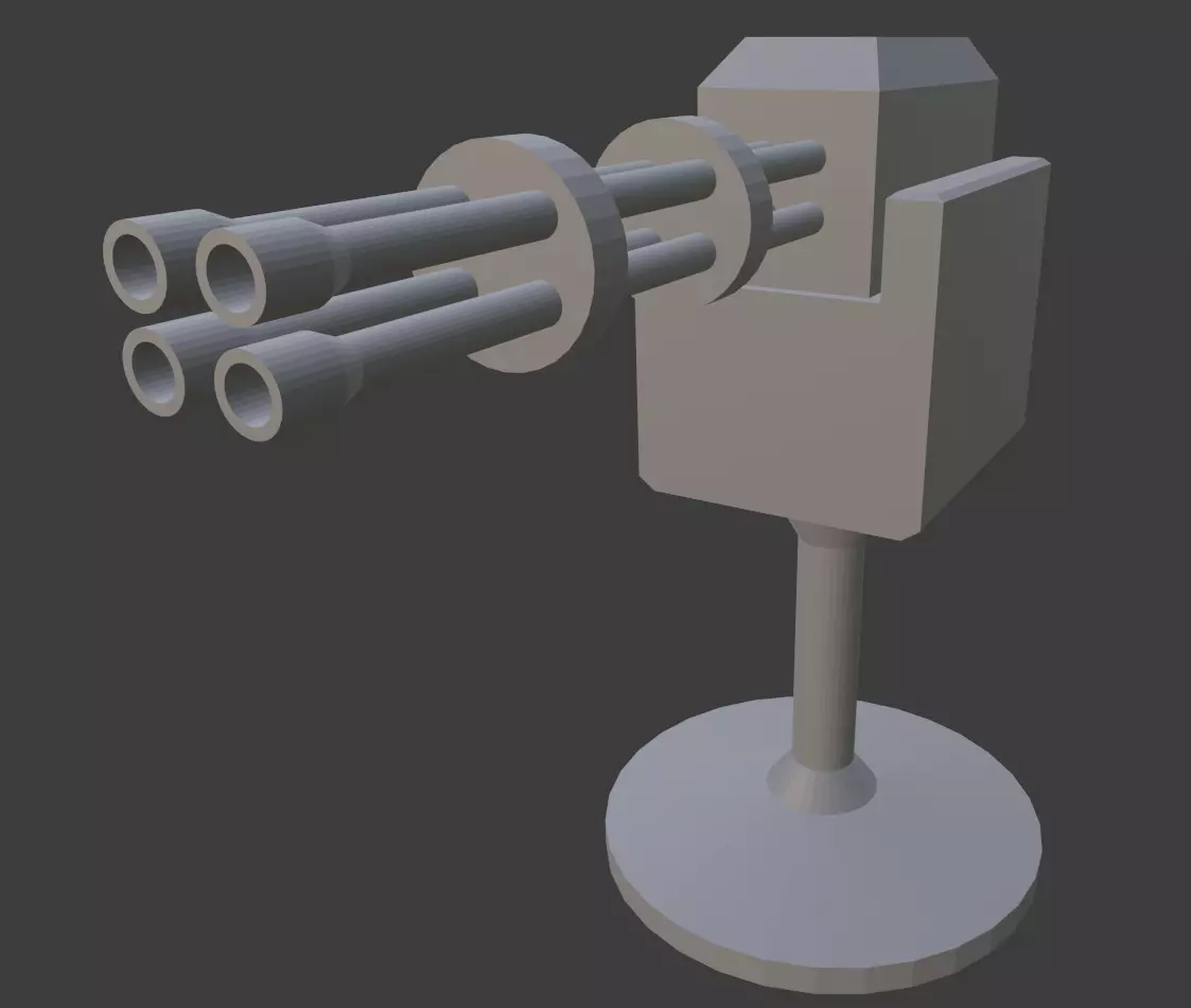 Turret - Low Poly Game Asset Free low-poly 3D model_0